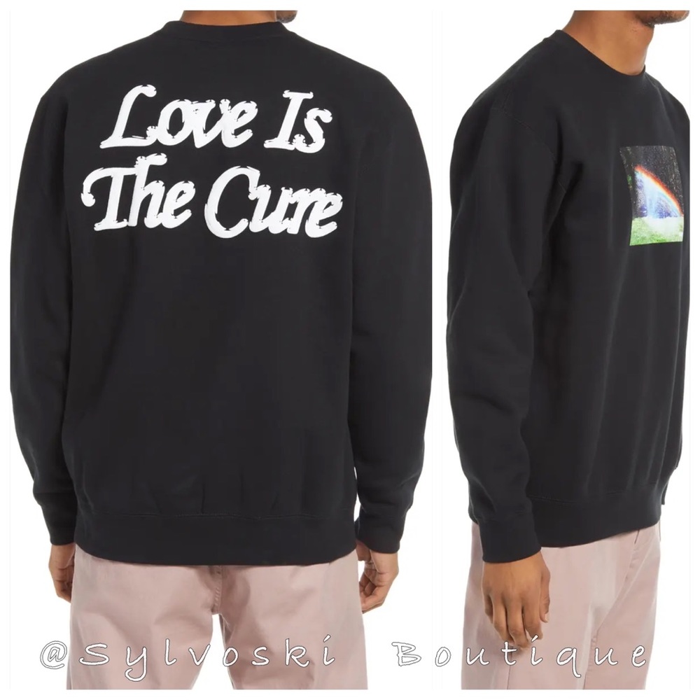 🔥 OBEY Rainbow Graphic Sweatshirt In Black NWT - Picture 1 of 7
